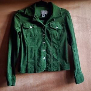 Live A Little Green Corduroy Jacket Womens Size S